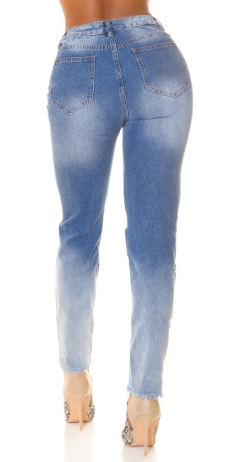 Hoge taille mom jeans met color gradient blauw